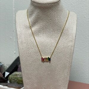 Gold Multicolor Bar Necklace